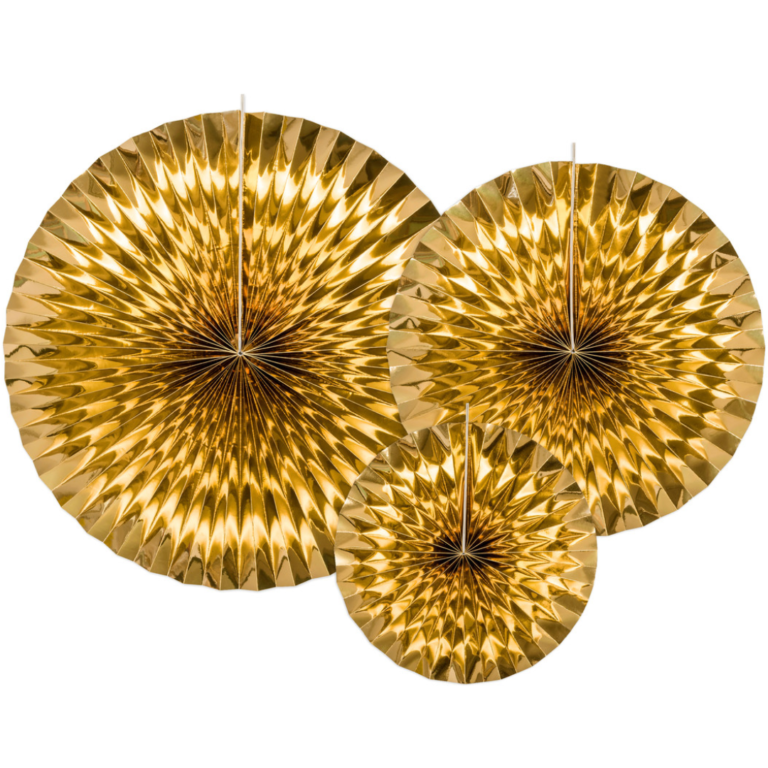 Gouden Waaiers diverse maten (set 9 stuks) | Eventbuddies