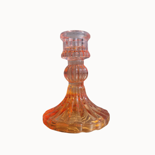 Kandelaar glas oranje 10cm | Eventbuddies