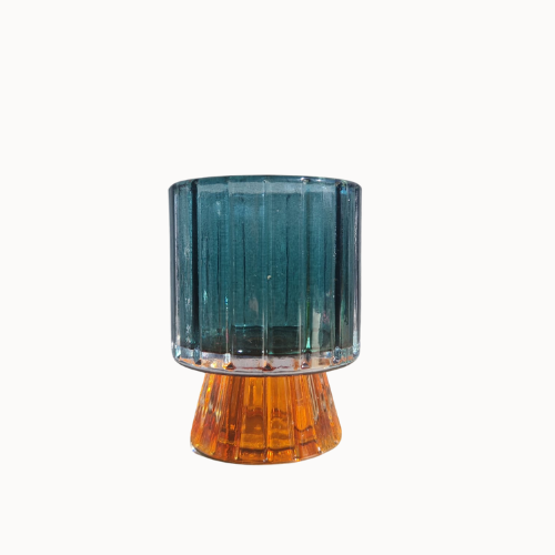 Theelichthouder glas oranje/groen | Eventbuddies