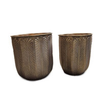 Bloemen/planten pot goud klein set