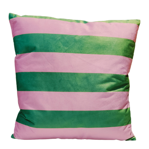 Kussen gestreept roze_groen | Eventbuddies